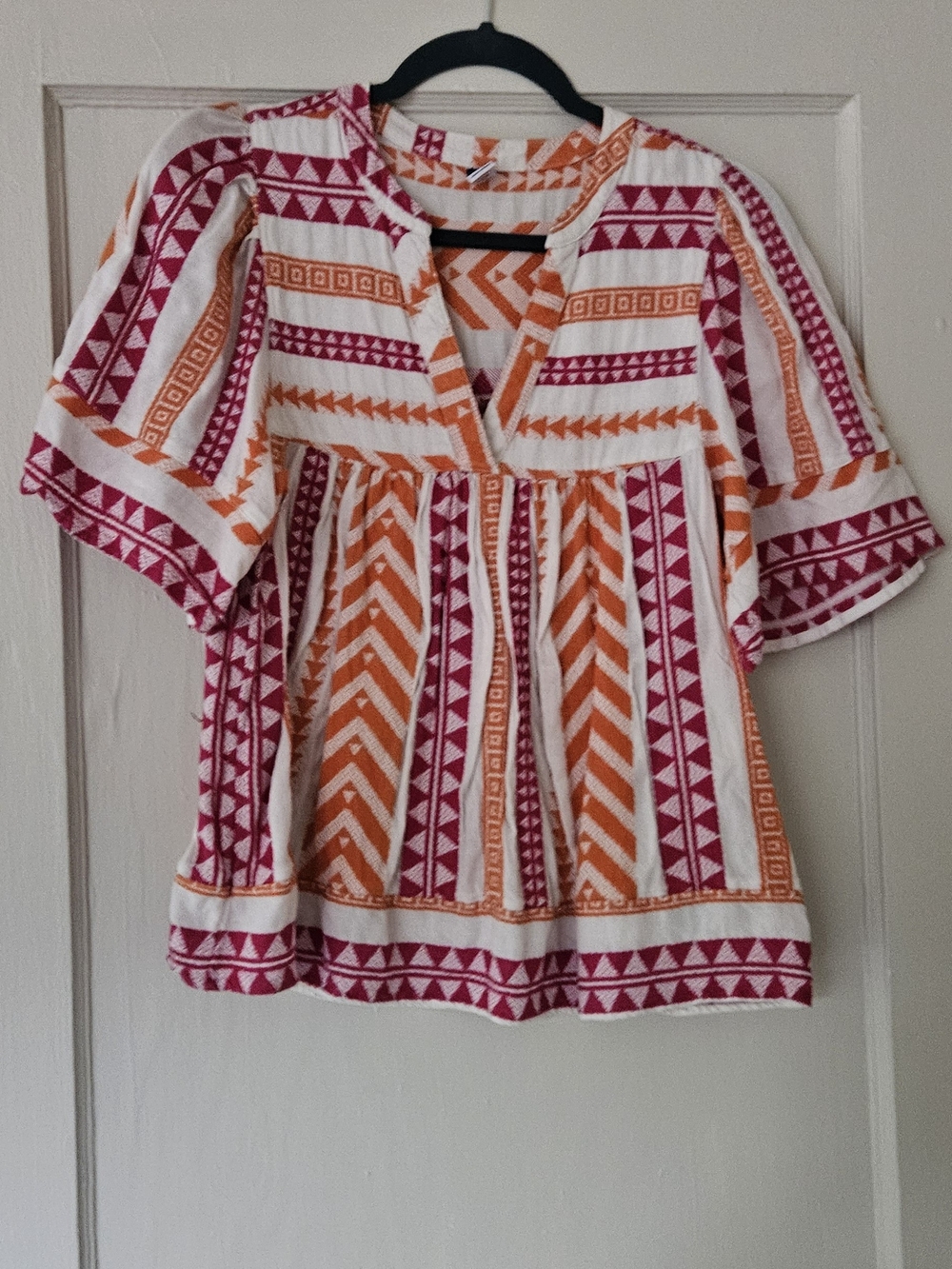 Old Navy Geometric Embroidered Peasant Top